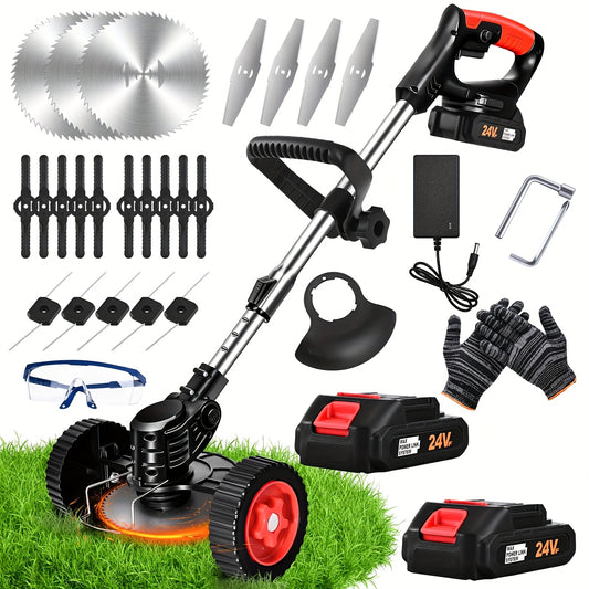 Portable Battery Powered Lawn Mower with Multi-Functional Blades