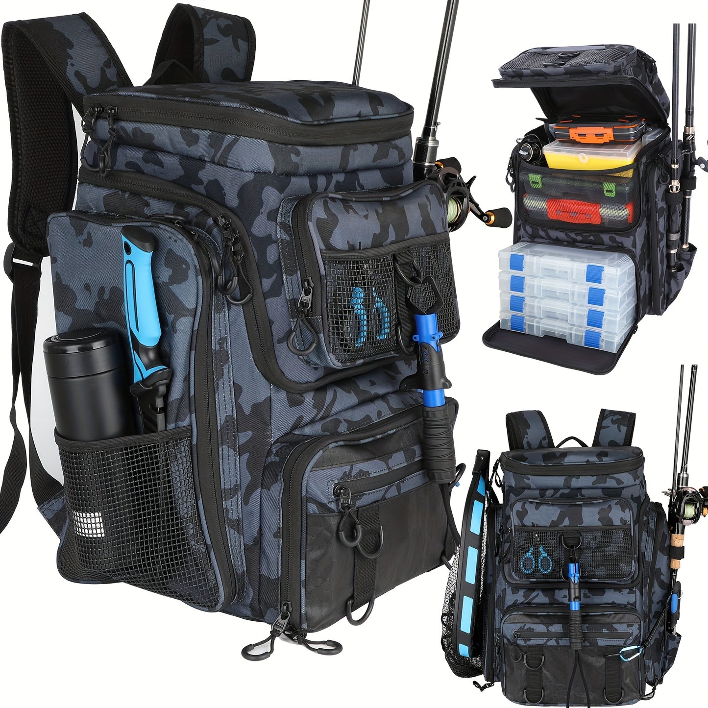 Heavy Duty Fishing Backpack With Insulated Cooler Pockets