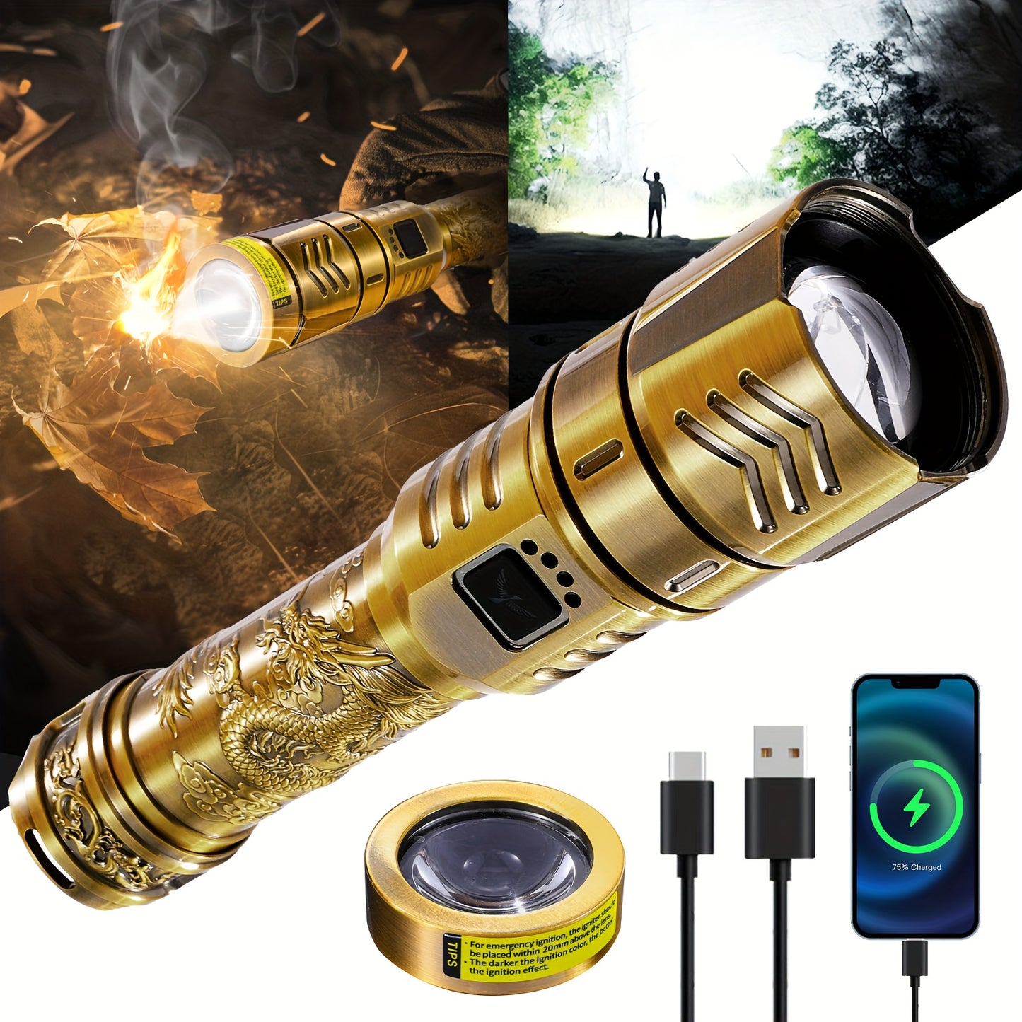 SKYFIRE LED High Brightness Flashlight Zoom Function