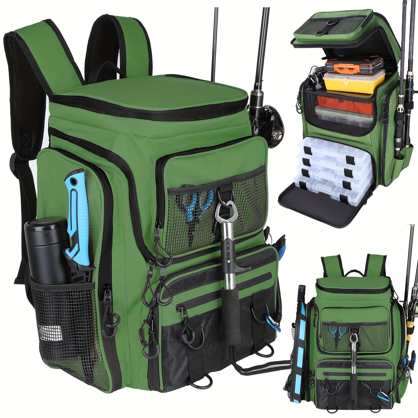 Heavy Duty Fishing Backpack With Insulated Cooler Pockets
