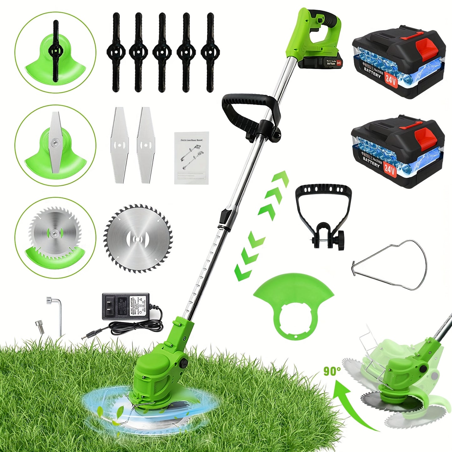 Cordless Weed Wacker Brush Cutter with Rechargeable Batteries and Charger