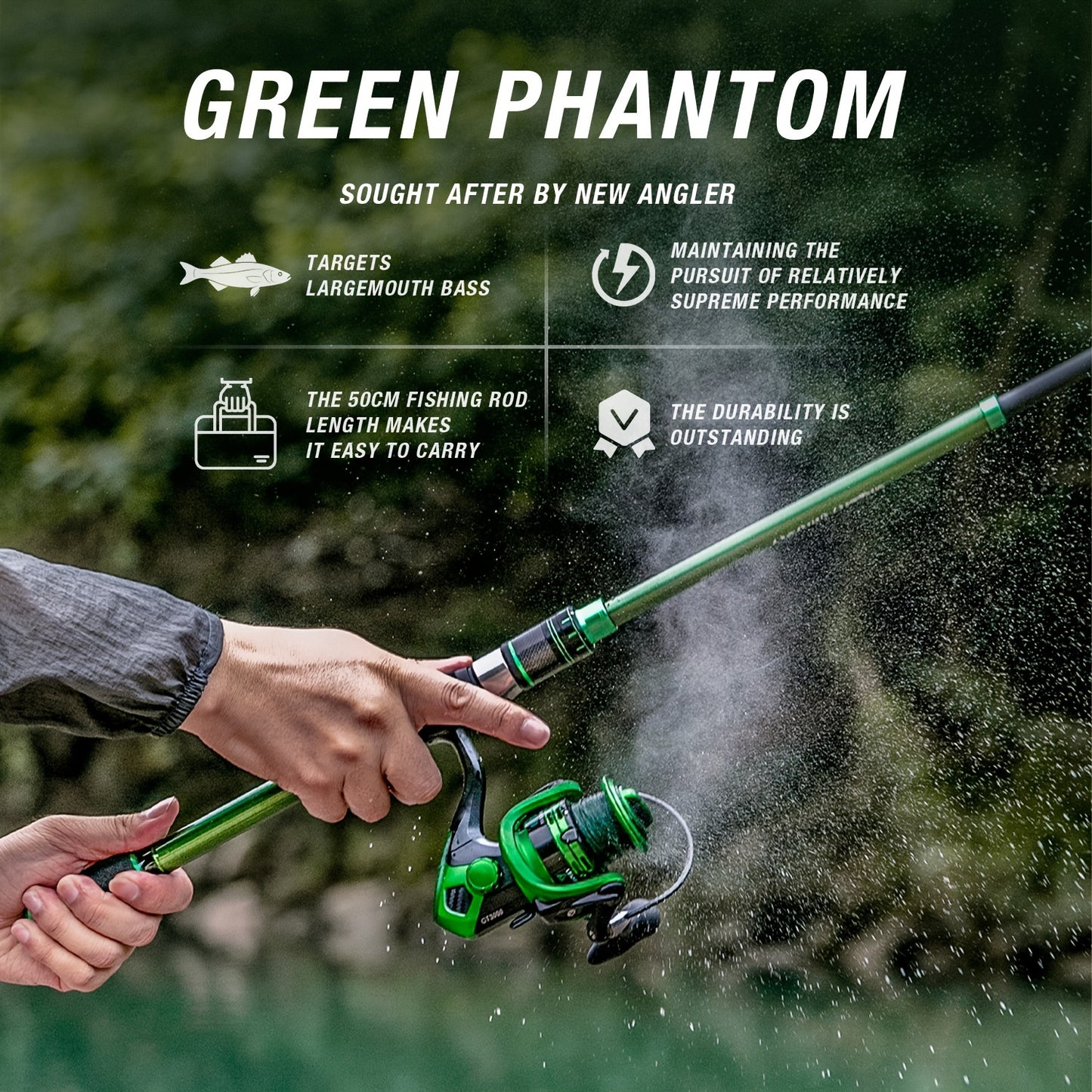 Ghosthorn Graphite Telescoping Fishing Rod And Reel Set