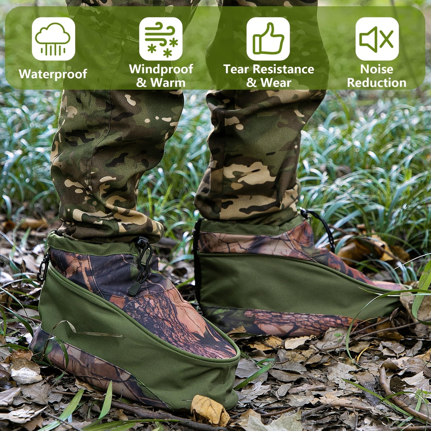 Waterproof Camouflage Boot Covers Drawstring Hunting
