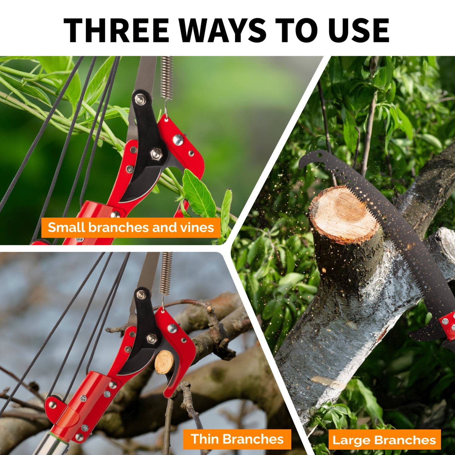 BONNLO Extendable Tree Pruner With Fiberglass Pole Saw