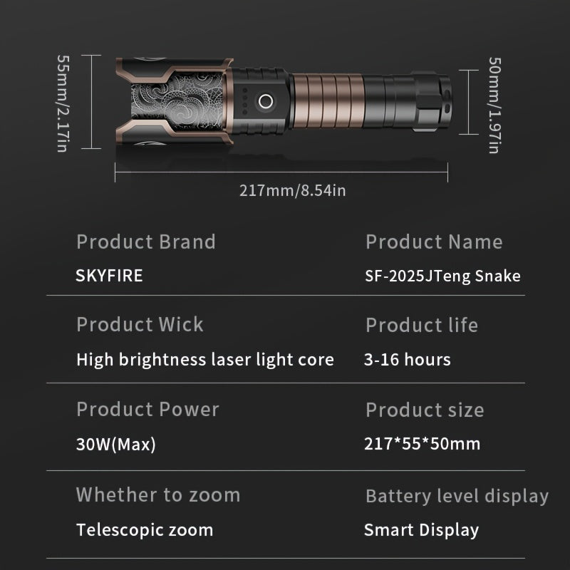 Skyfire LED High Brightness Flashlight Telescopic Zoom