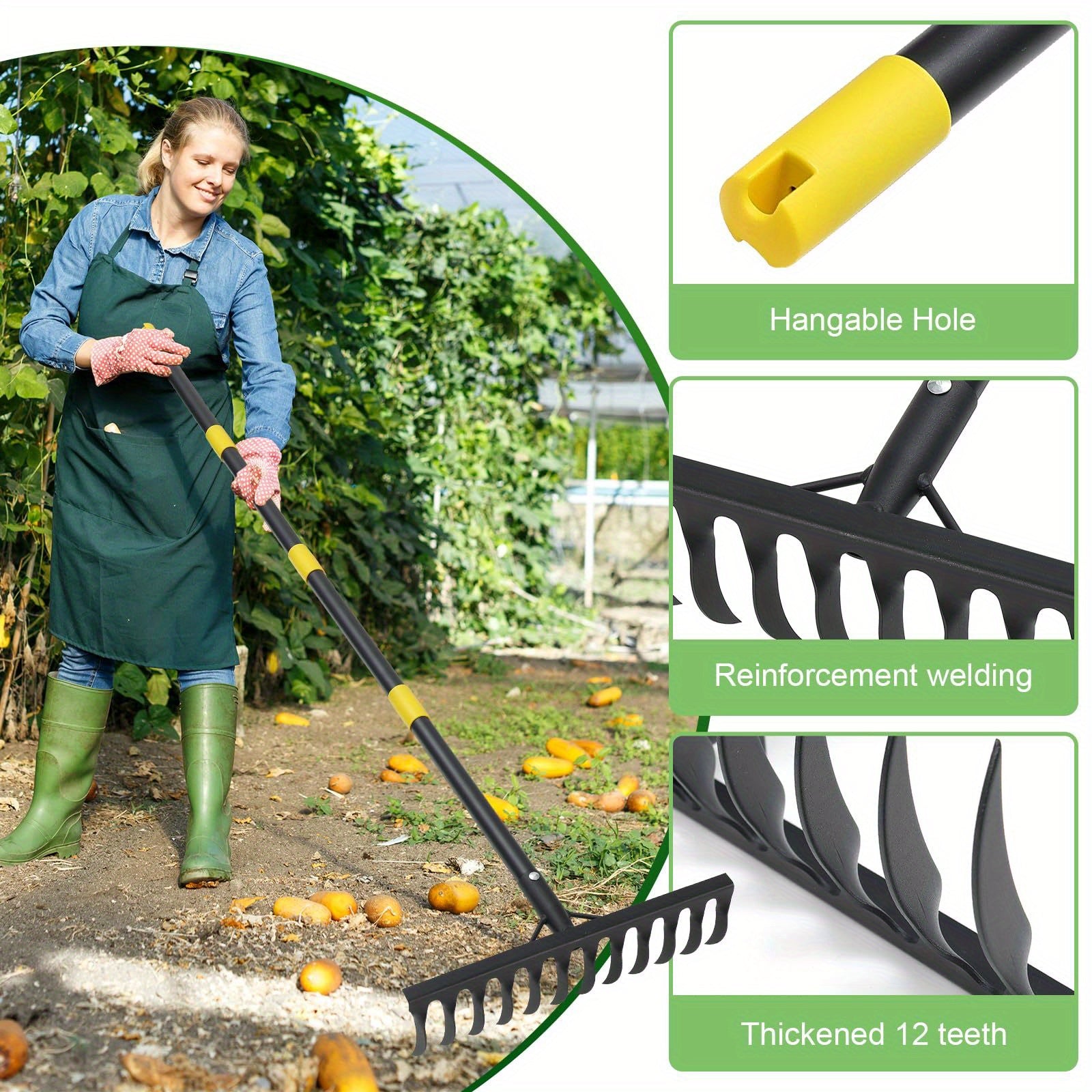 Heavy Duty Bow Rake for Garden Soil and Debris Cleanup - Parry's Picks