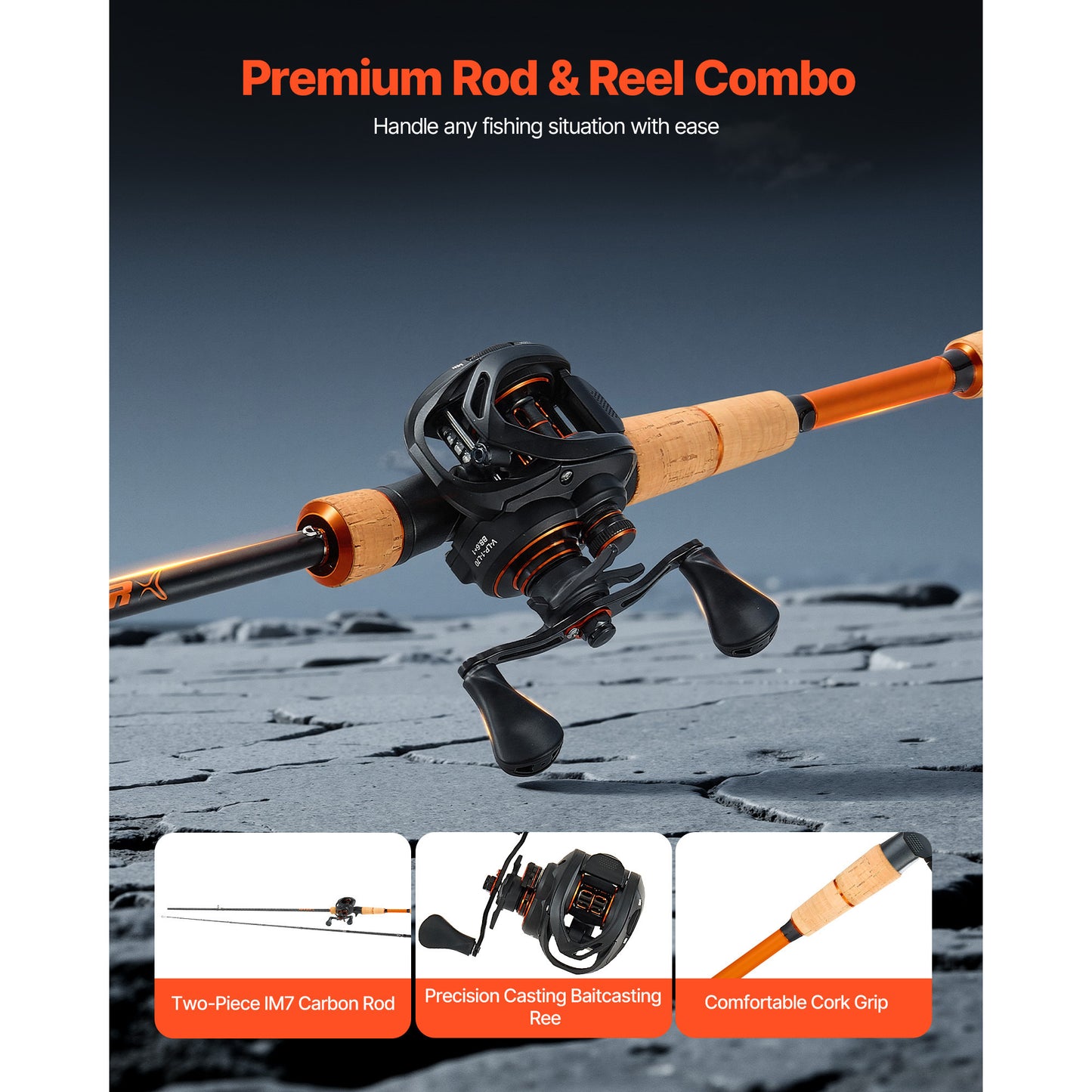 VEVOR IM7 Carbon Fiber Baitcasting Rod And Reel Combo - Parry's Picks