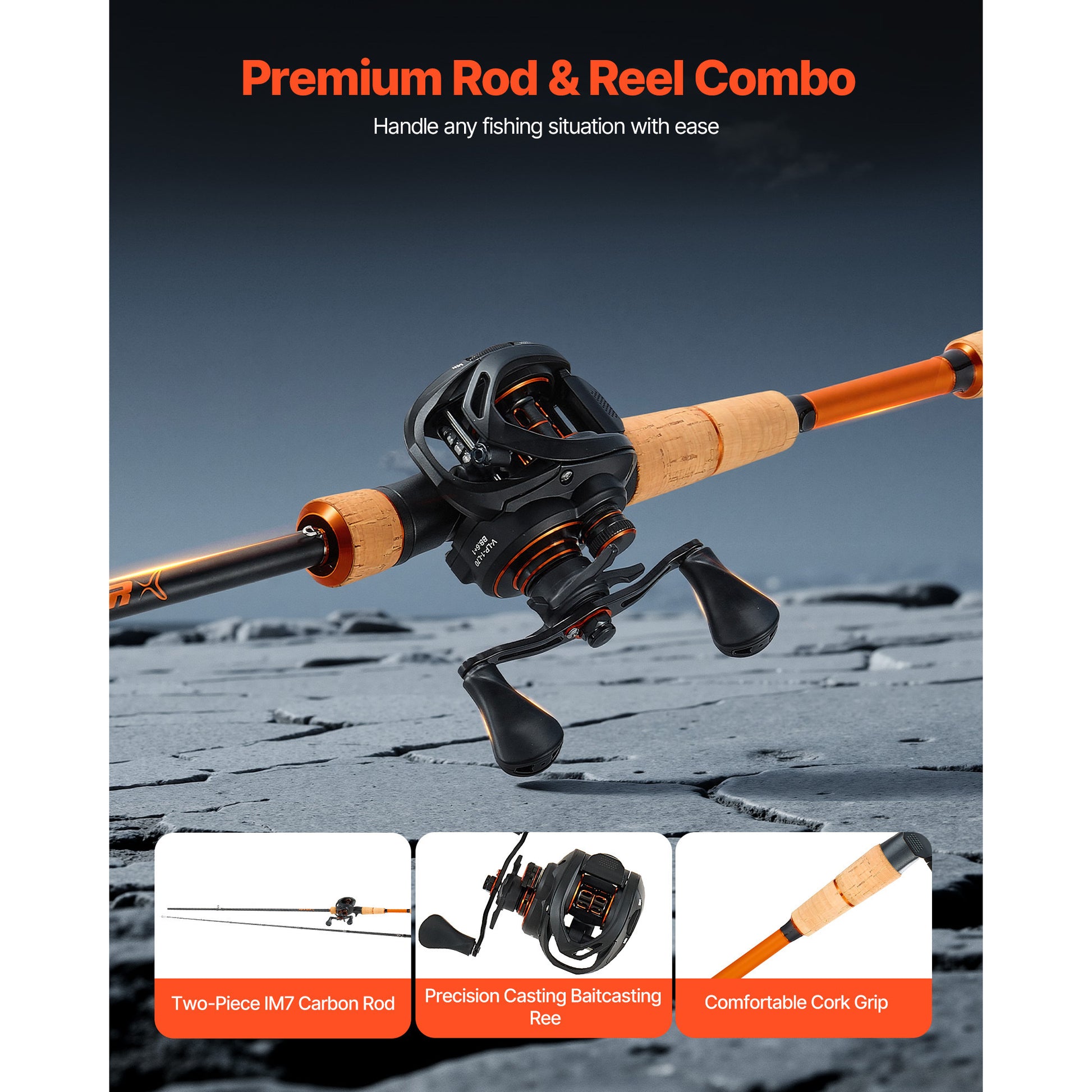 VEVOR IM7 Carbon Fiber Baitcasting Rod And Reel Combo - Parry's Picks