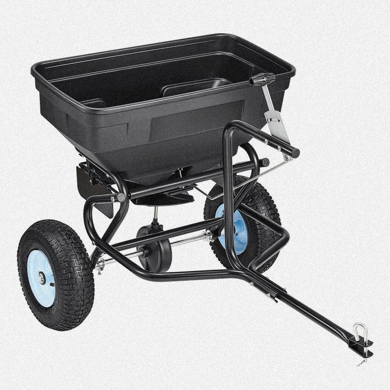 TowBehind Backpack Style Lawn Spreader With Terrain Wheels