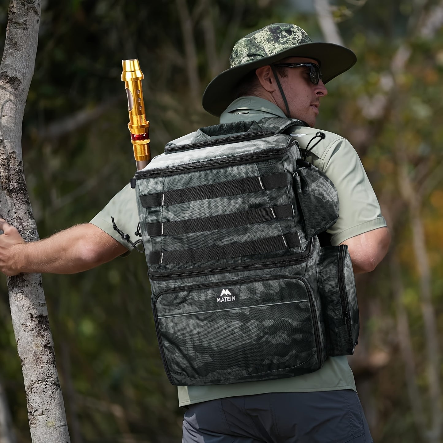 Fishing Tackle Backpack With Cooler Rod Holder Large Storage