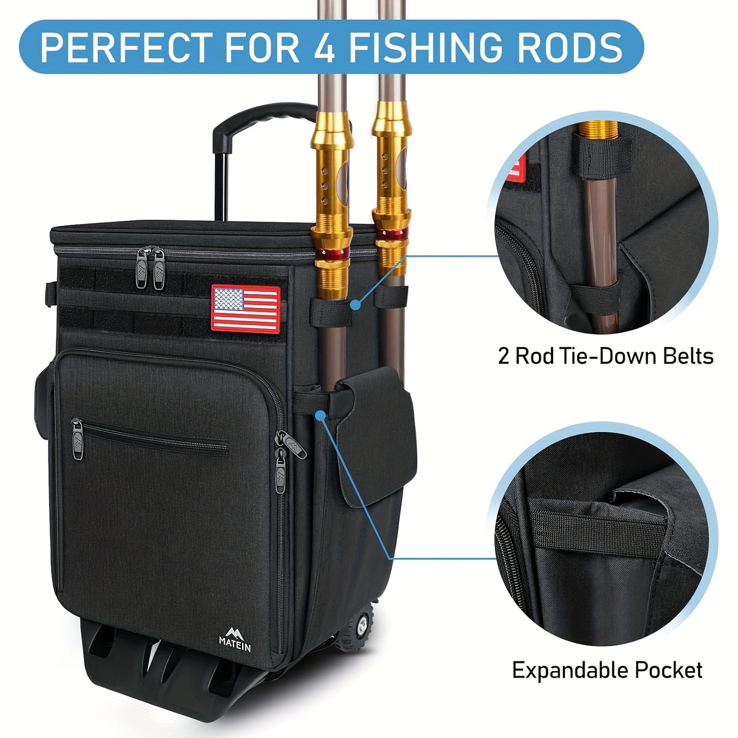 Rolling Tackle Box With Cooler And Wheels For Fishing Gear