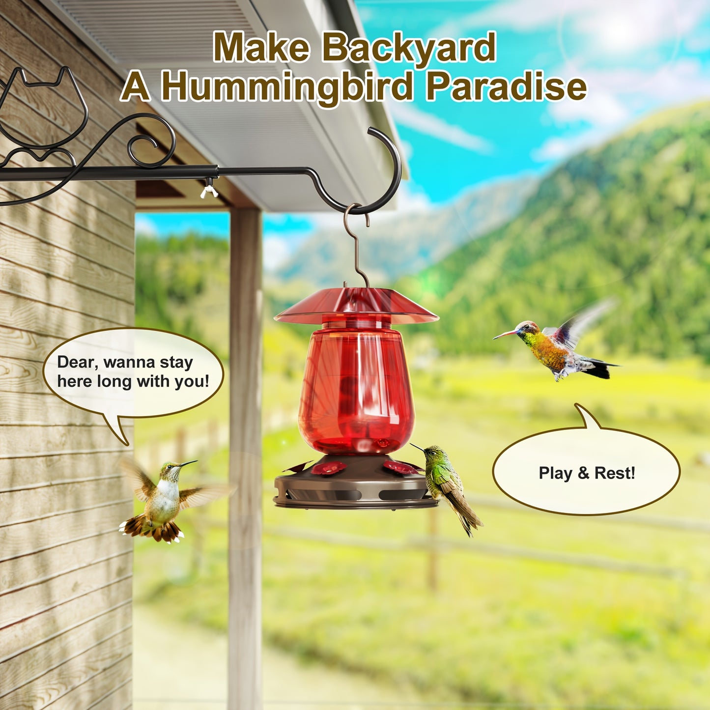 Hummingbird Feeder Glass Design with Flower Feeding Ports - Parry's Picks