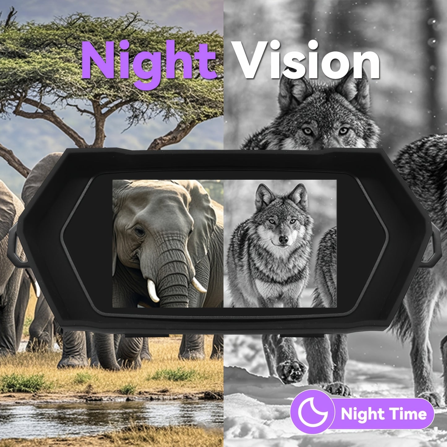4K Night Vision Binoculars for Adults - 3" HD Screen, 8X Digital Zoom, 32GB Card, 5000mAh Rechargeable, Infrared Goggles with Adjustable Magnification & Wide Field of View for Hunting, Farm Monitoring, Outdoor Adventures, Bin