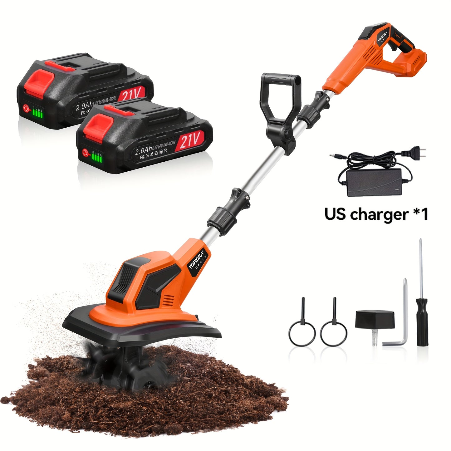 YOFIDRA 21V Cordless Tillage Machine for Garden Soil