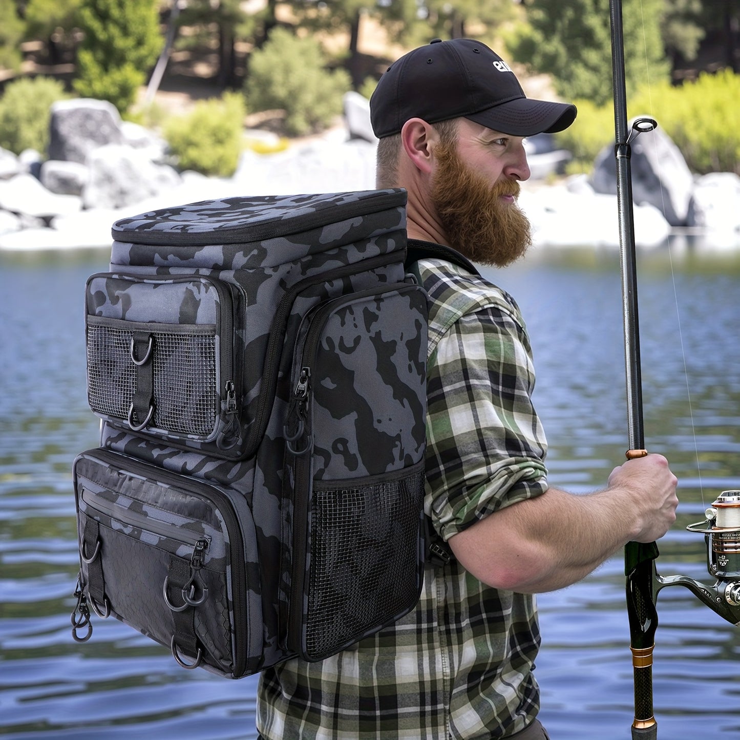Heavy Duty Fishing Backpack With Insulated Cooler Pockets