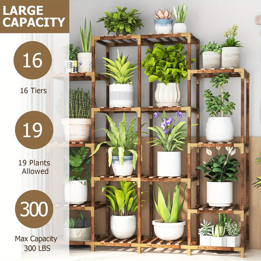Boho Chic Wooden Plant Stand For Indoor And Outdoor Use - Parry's Picks