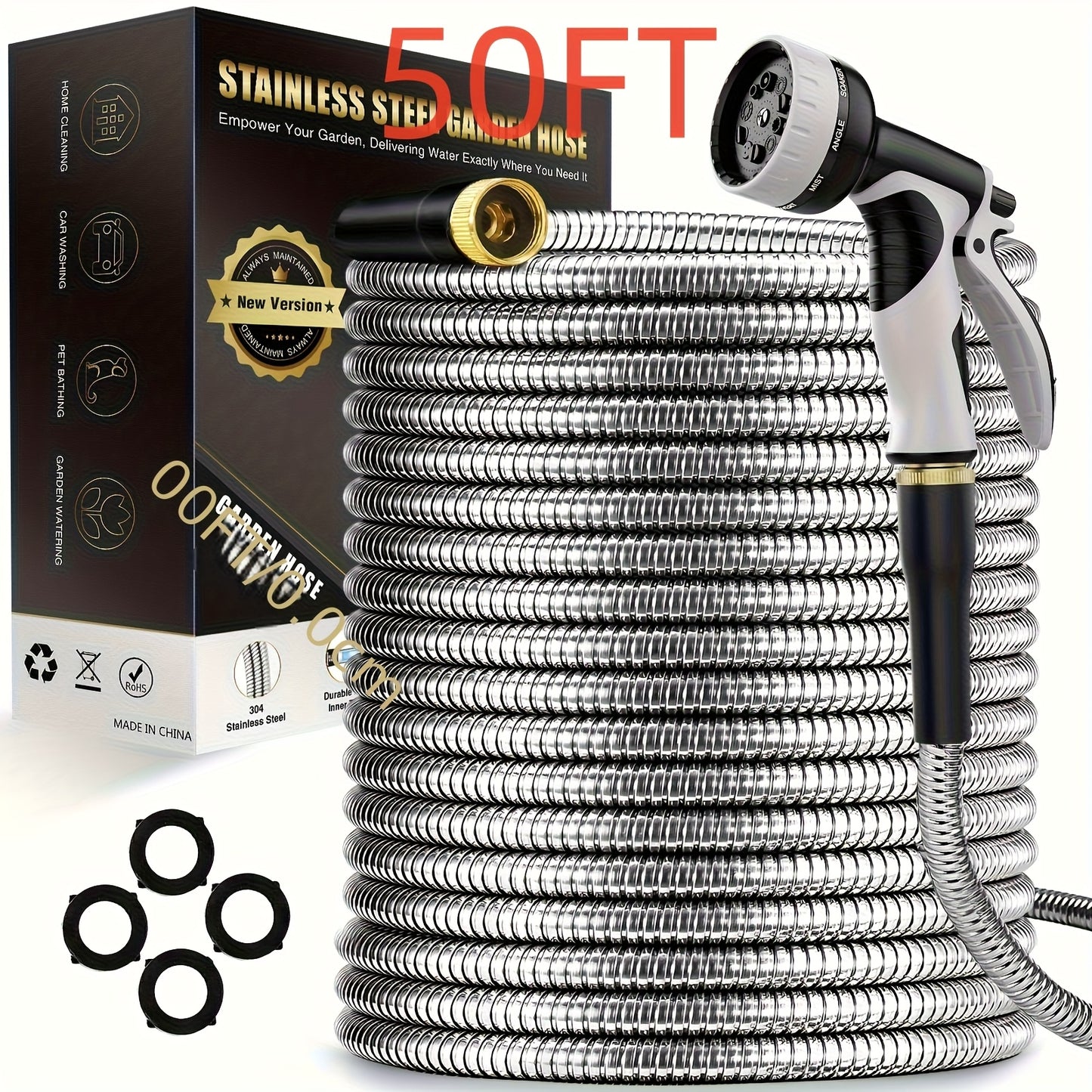 Heavy-Duty Stainless Steel Garden Hose With Multi-Function Nozzles - Parry's Picks