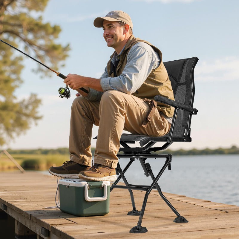 Hunting Chair 360 Degree Swivel Silent Foldable Blind Chair Armrests - Parry's Picks