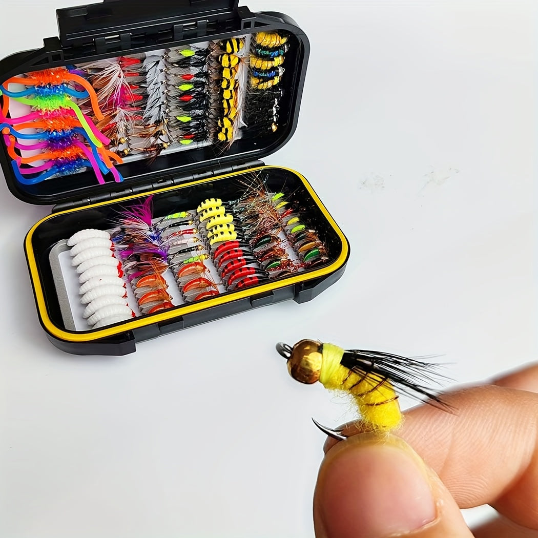 QIEVCRME 114Pc Fly Fishing Lure Kit With Dry Wet Flies