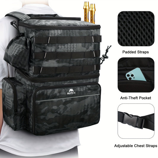Fishing Tackle Backpack With Cooler Rod Holder Large Storage