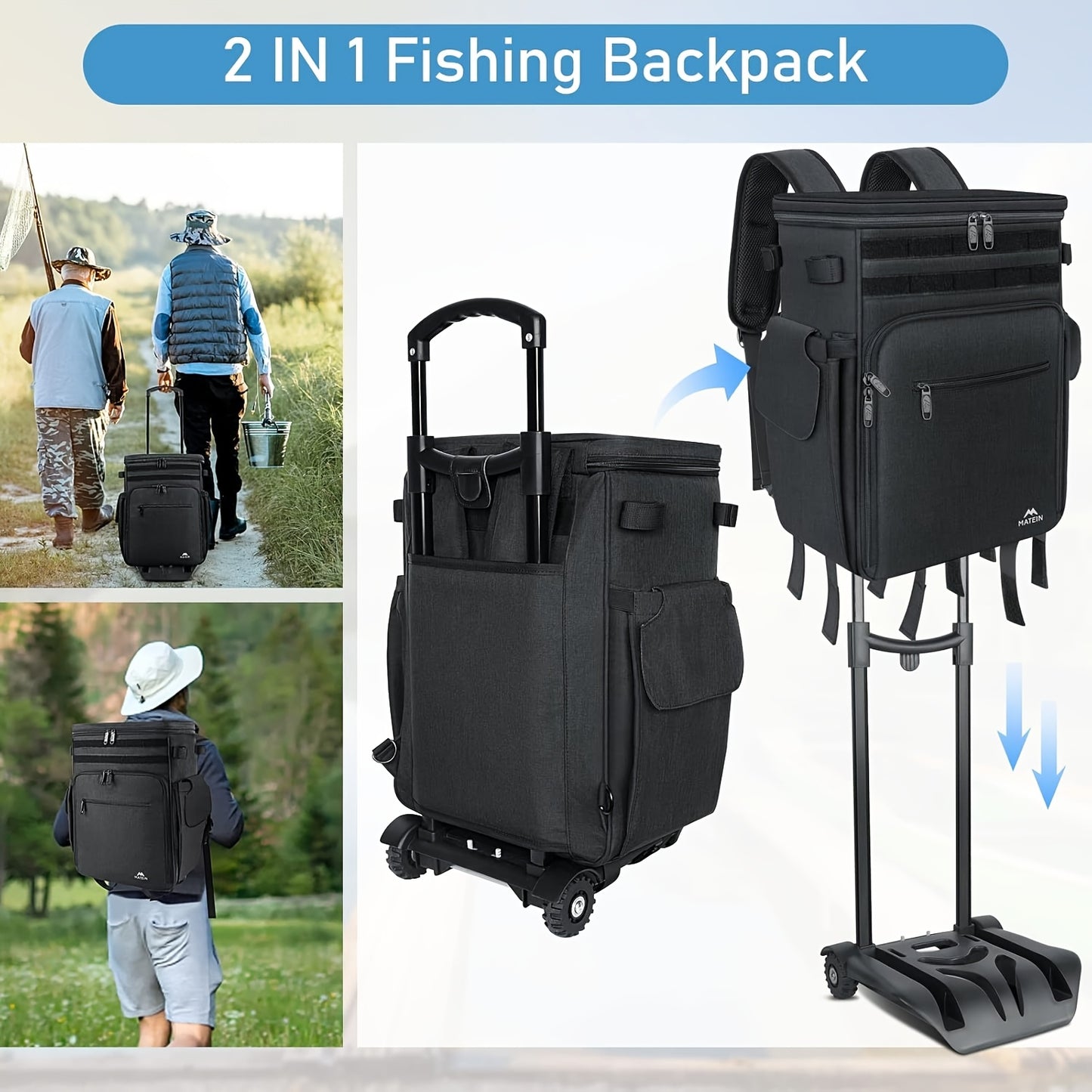 Rolling Tackle Box With Cooler And Wheels For Fishing Gear