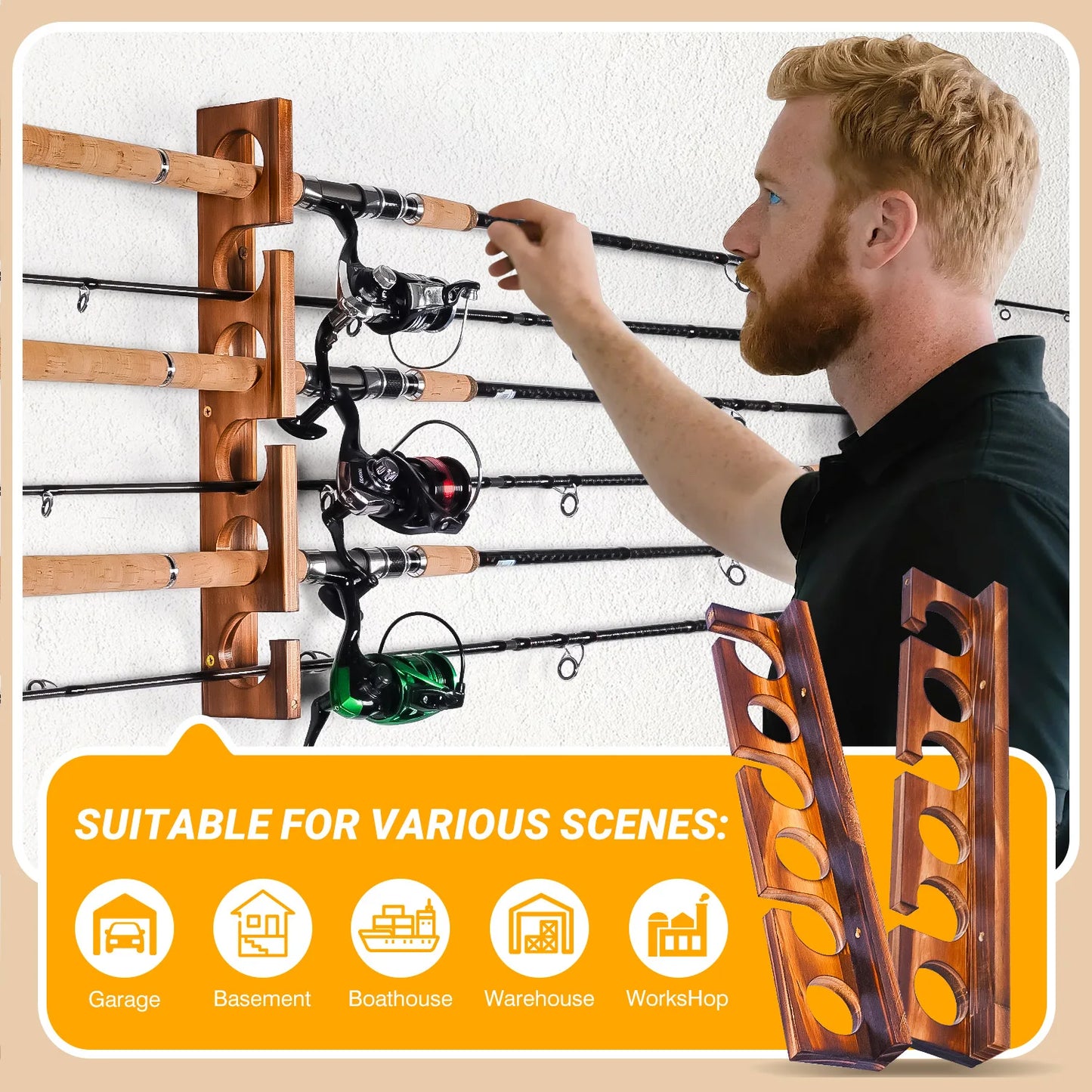 Ghosthorn 12 Rods Fishing Rack Wall Or Ceiling Mounted Organizer