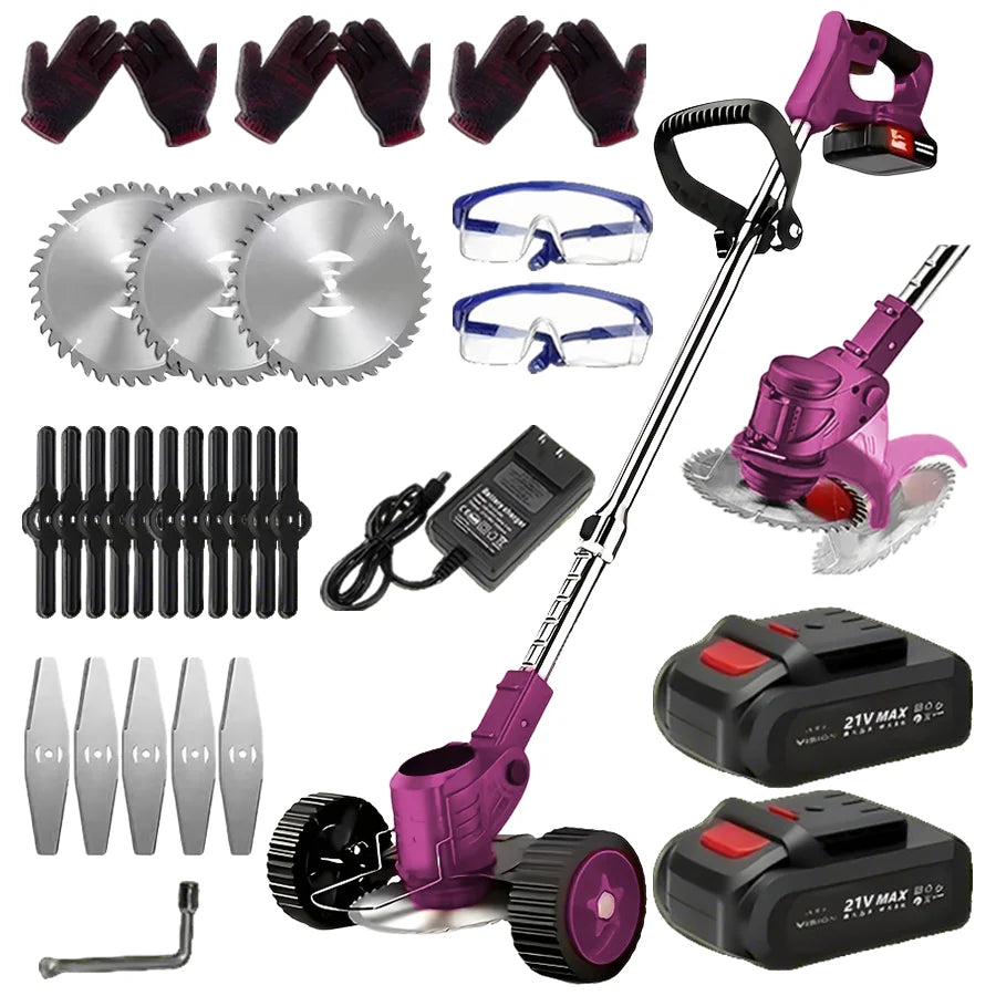 Cordless Electric Lawn Mower Weeding Machine With 2 Lithium Batteries