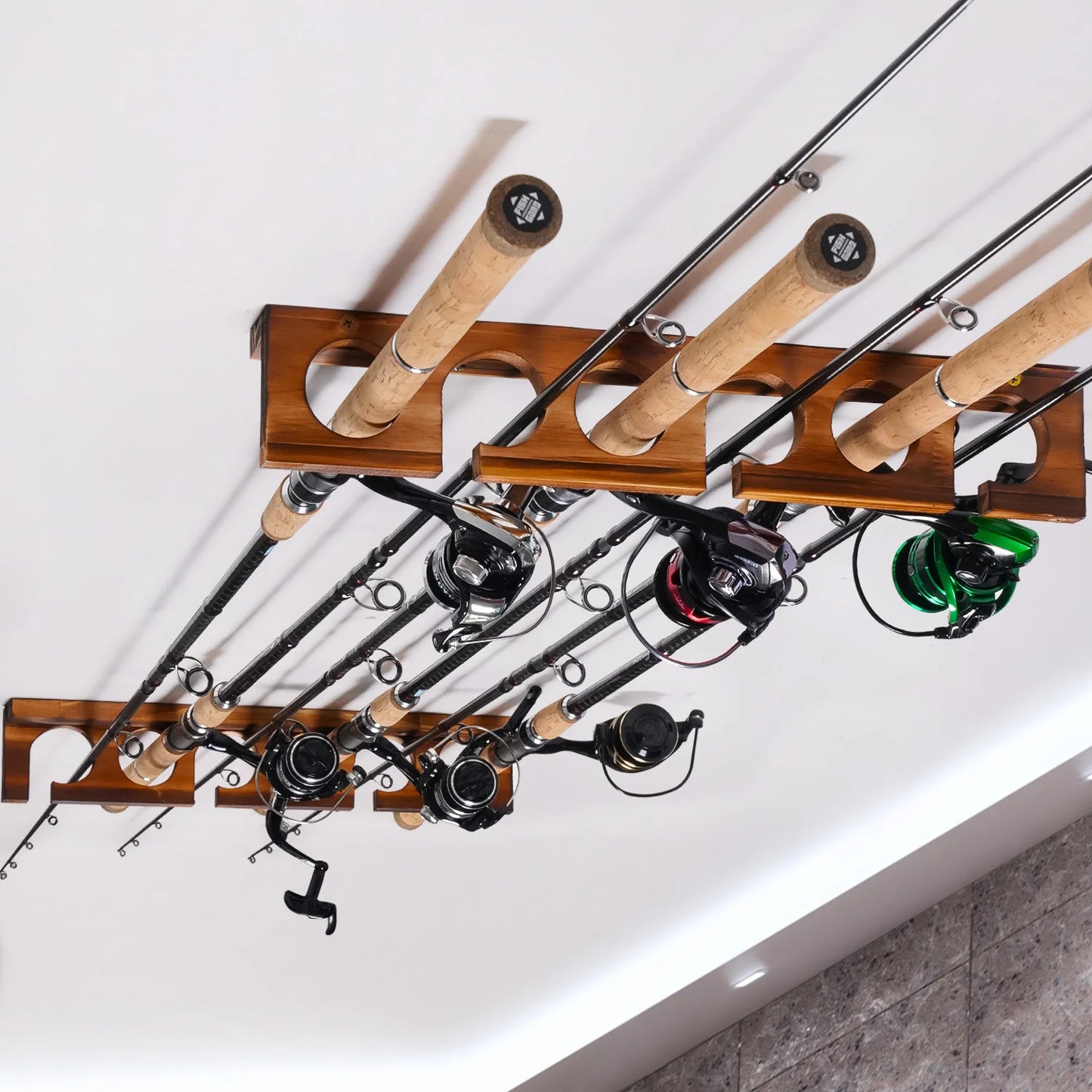 Ghosthorn 12 Rods Fishing Rack Wall Or Ceiling Mounted Organizer