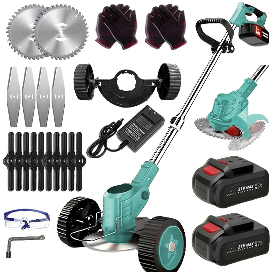 Cordless Electric Lawn Mower Weeding Machine With 2 Lithium Batteries