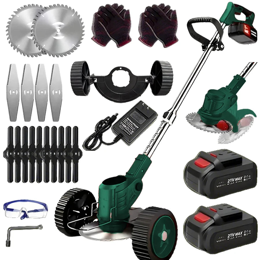 Cordless Electric Lawn Mower Weeding Machine With 2 Lithium Batteries