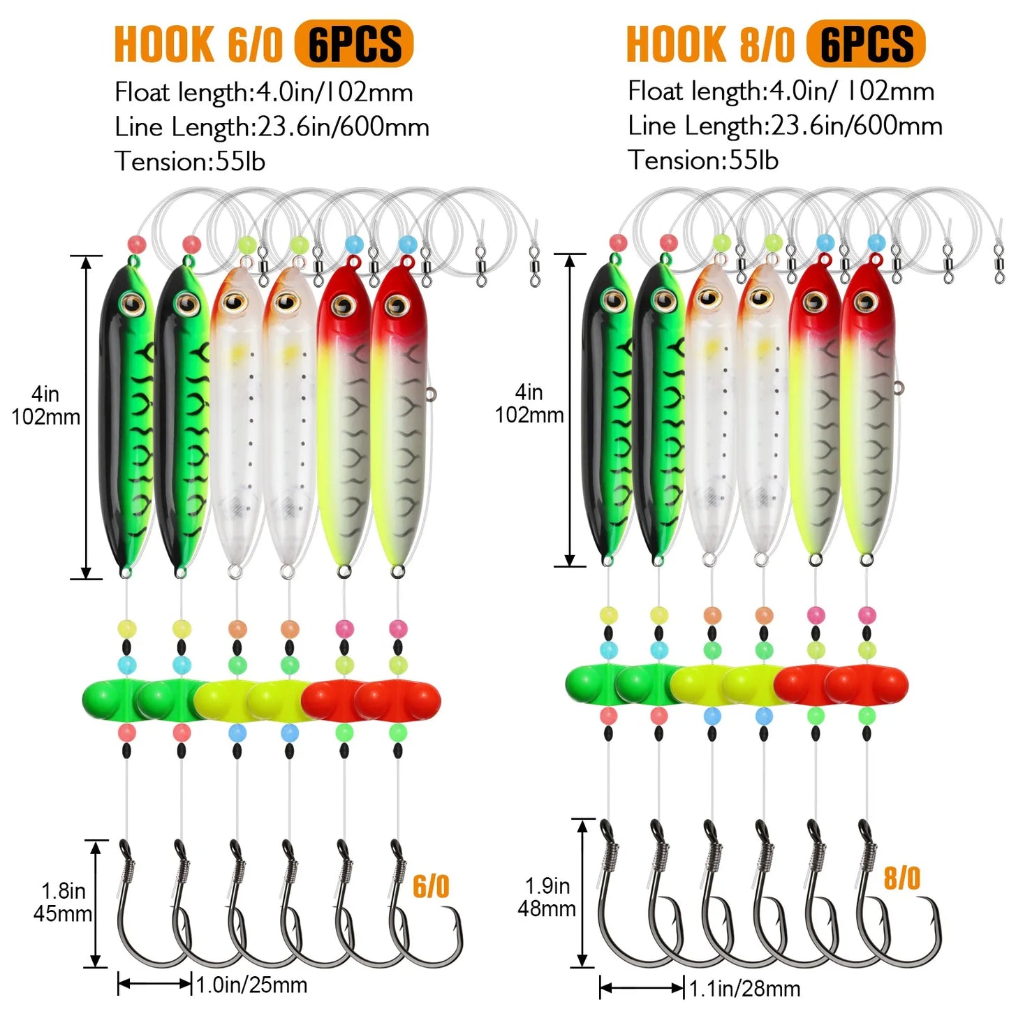 Catfish Float Rigs With Rattles For Bank Fishing Santee Rig 6pcs