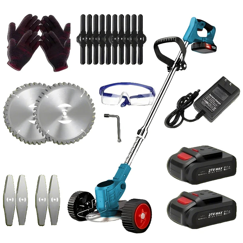 Cordless Electric Lawn Mower Weeding Machine With 2 Lithium Batteries