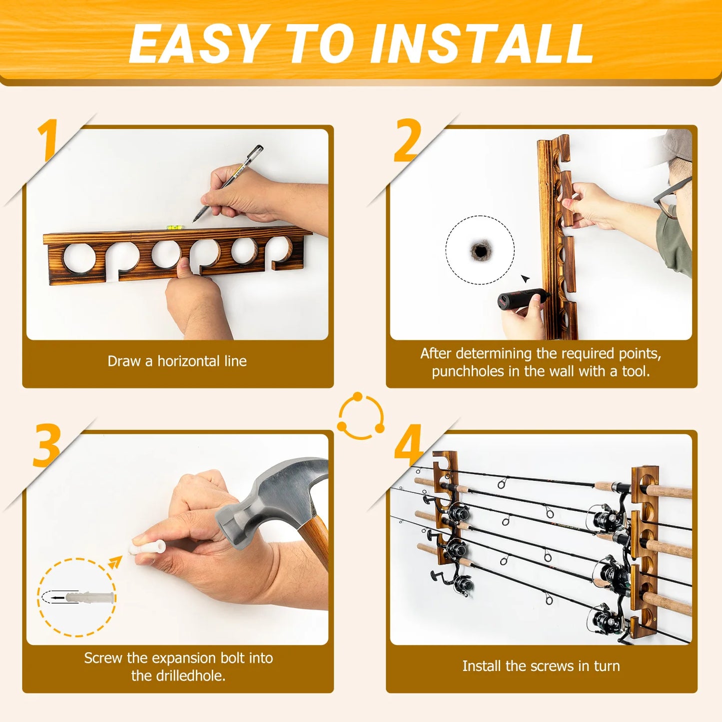 Ghosthorn 12 Rods Fishing Rack Wall Or Ceiling Mounted Organizer