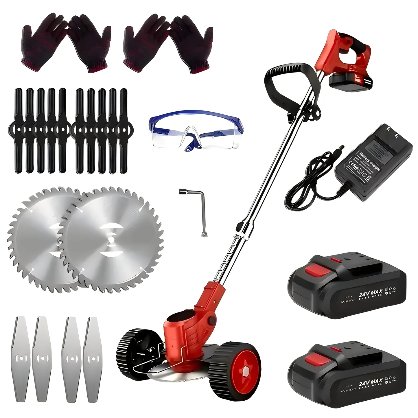 Cordless Electric Lawn Mower Weeding Machine With 2 Lithium Batteries