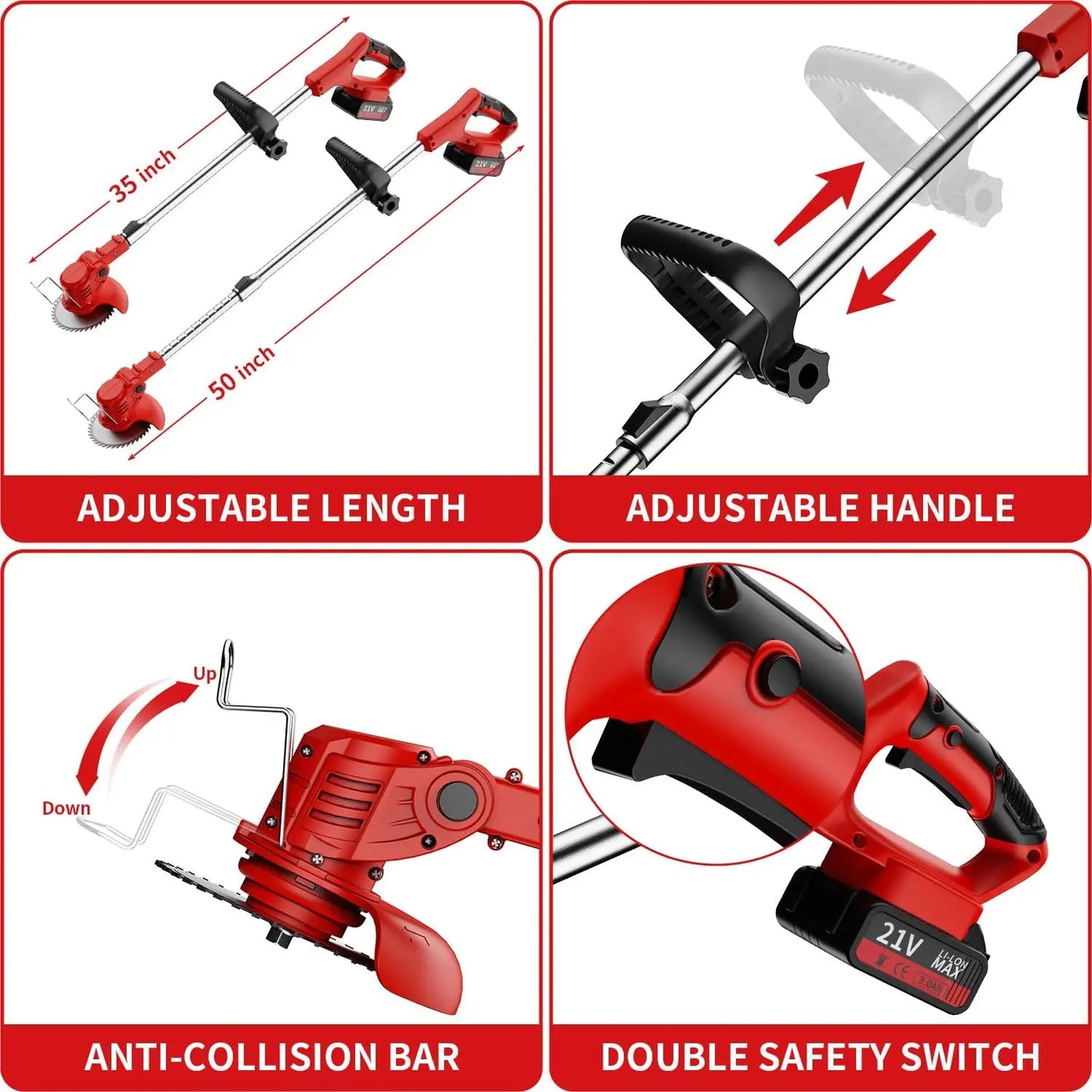 Cordless Electric Lawn Mower Weeding Machine With 2 Lithium Batteries