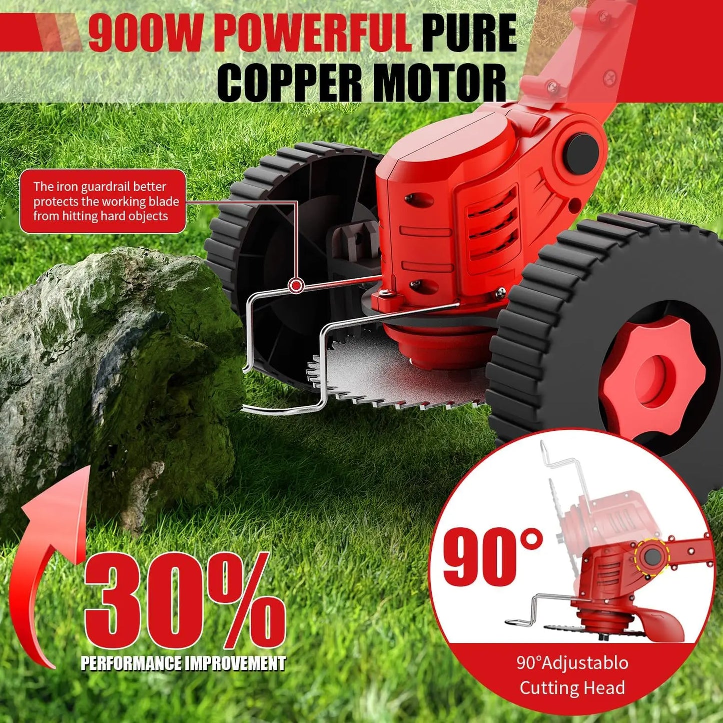Cordless Electric Lawn Mower Weeding Machine With 2 Lithium Batteries