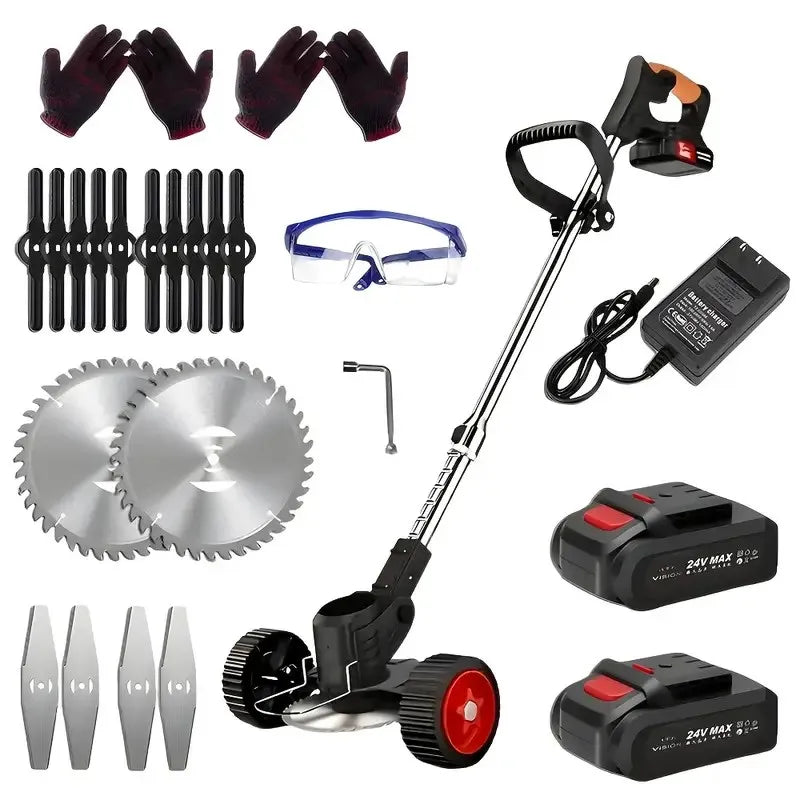 Cordless Electric Lawn Mower Weeding Machine With 2 Lithium Batteries