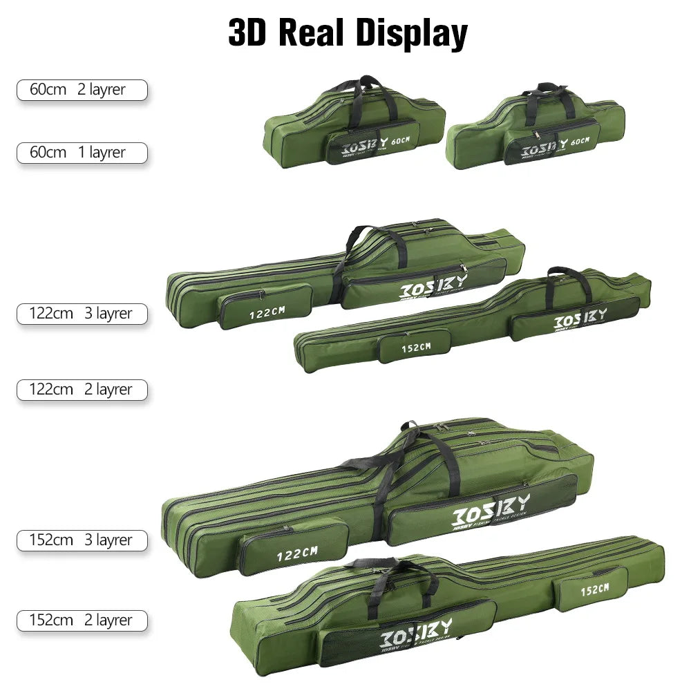 JOSBY Portable Foldable Fishing Rod Carrier Storage Bag Case