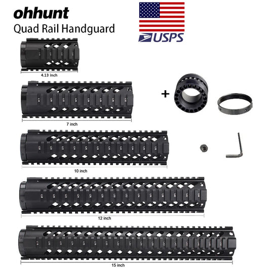Ohhunt Free Float Quad Rail Handguard For AR15 M4 M16 Picatinny - Parry's Picks