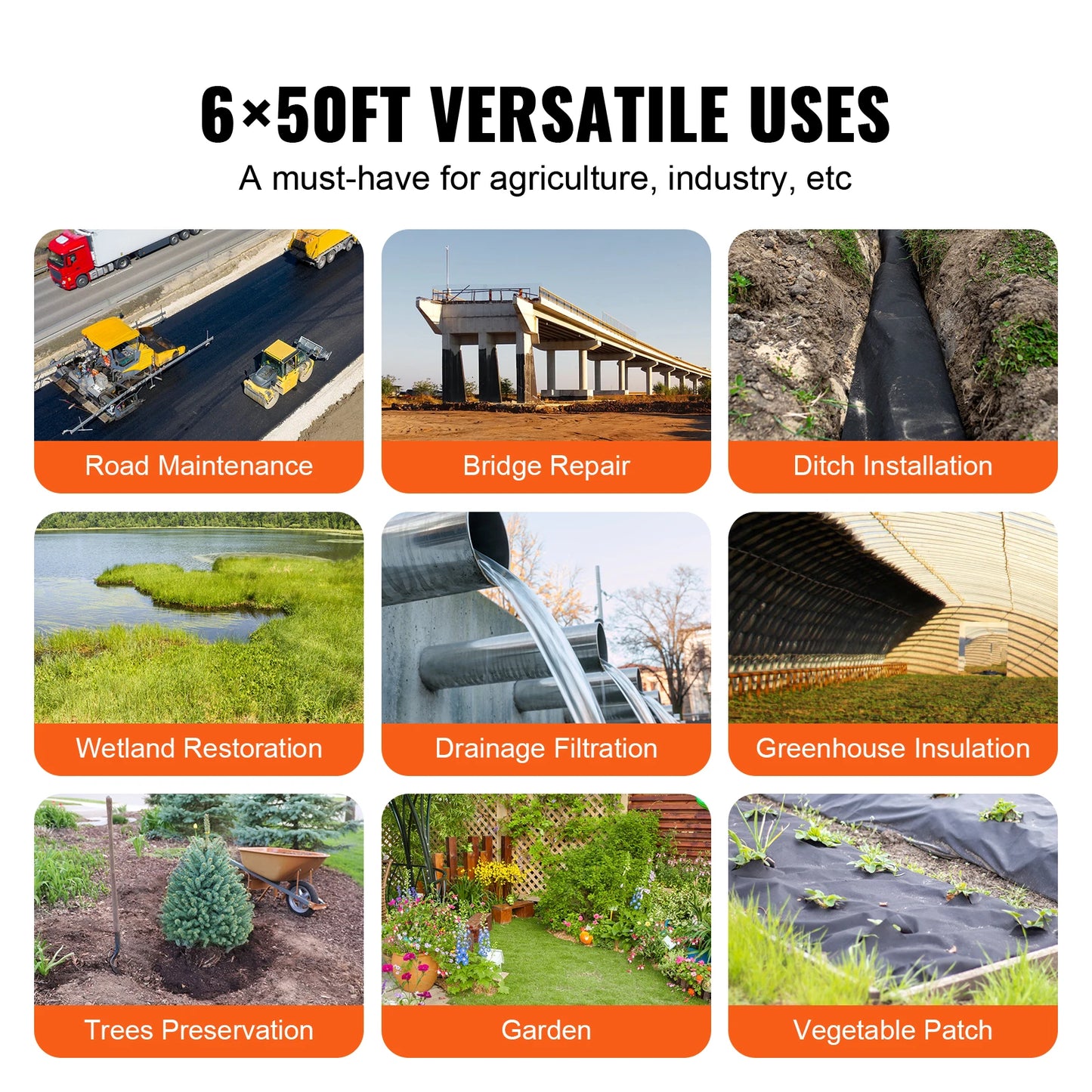 SucceBuy Non Woven Geotextile Fabric Heavy Duty Weed Barrier Drainage