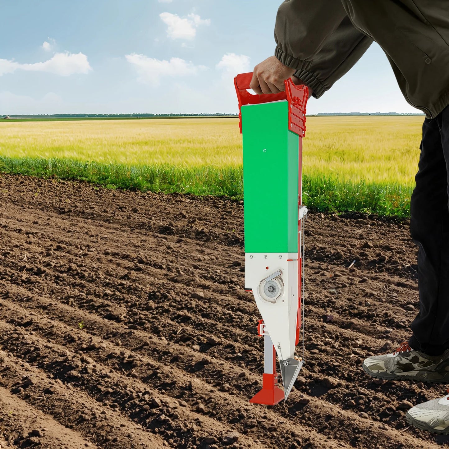Bymaocar Adjustable Manual Fertilizer Spreader Planter Seeder