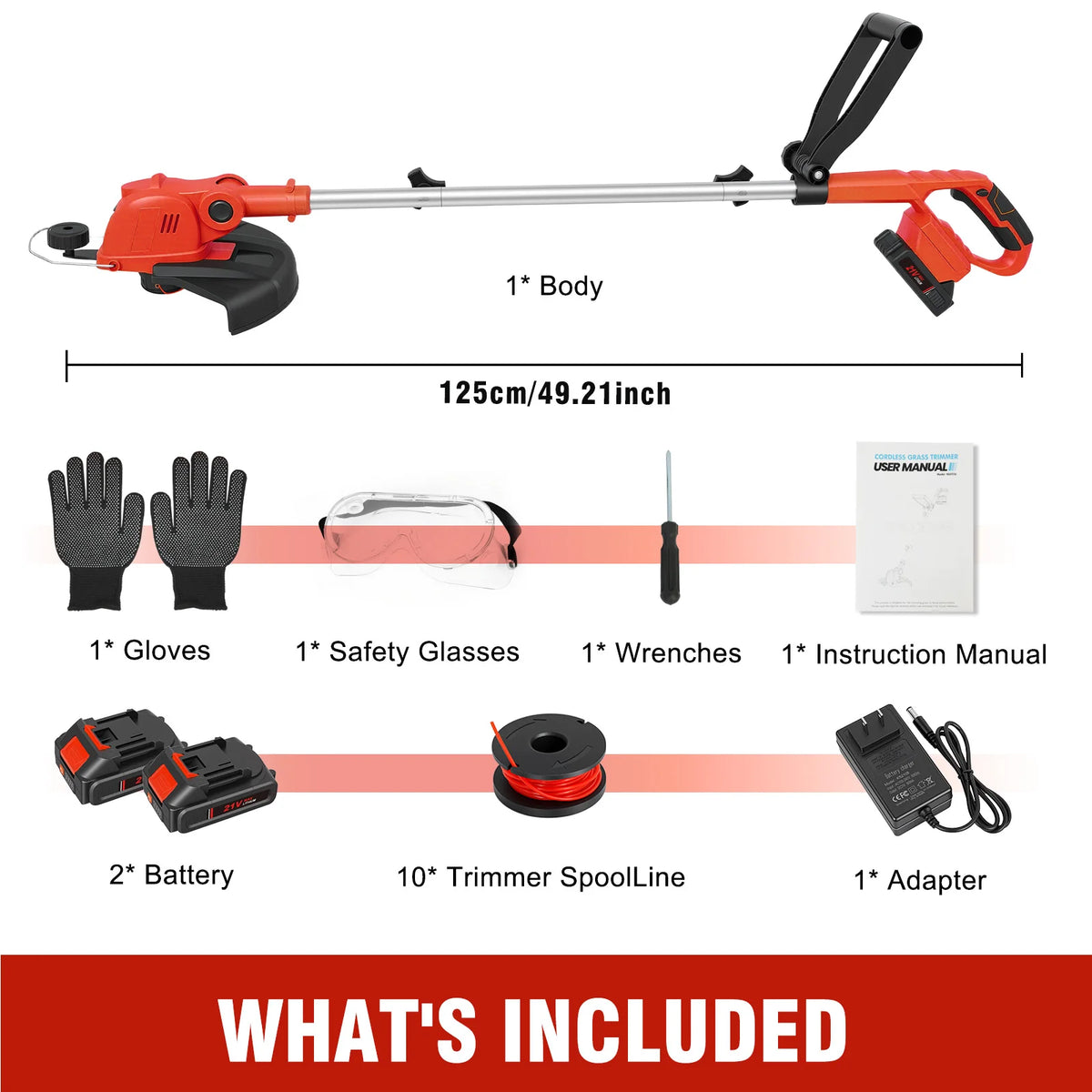 Cordless Trimmer With Rotatable Head Auto Line Feed Batteries and Charger - Parry's Picks