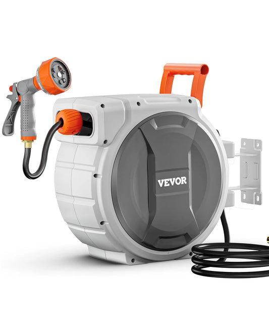 Retractable Garden Hose Reel With Nine Pattern Nozzle Wall Mounted - Parry's Picks