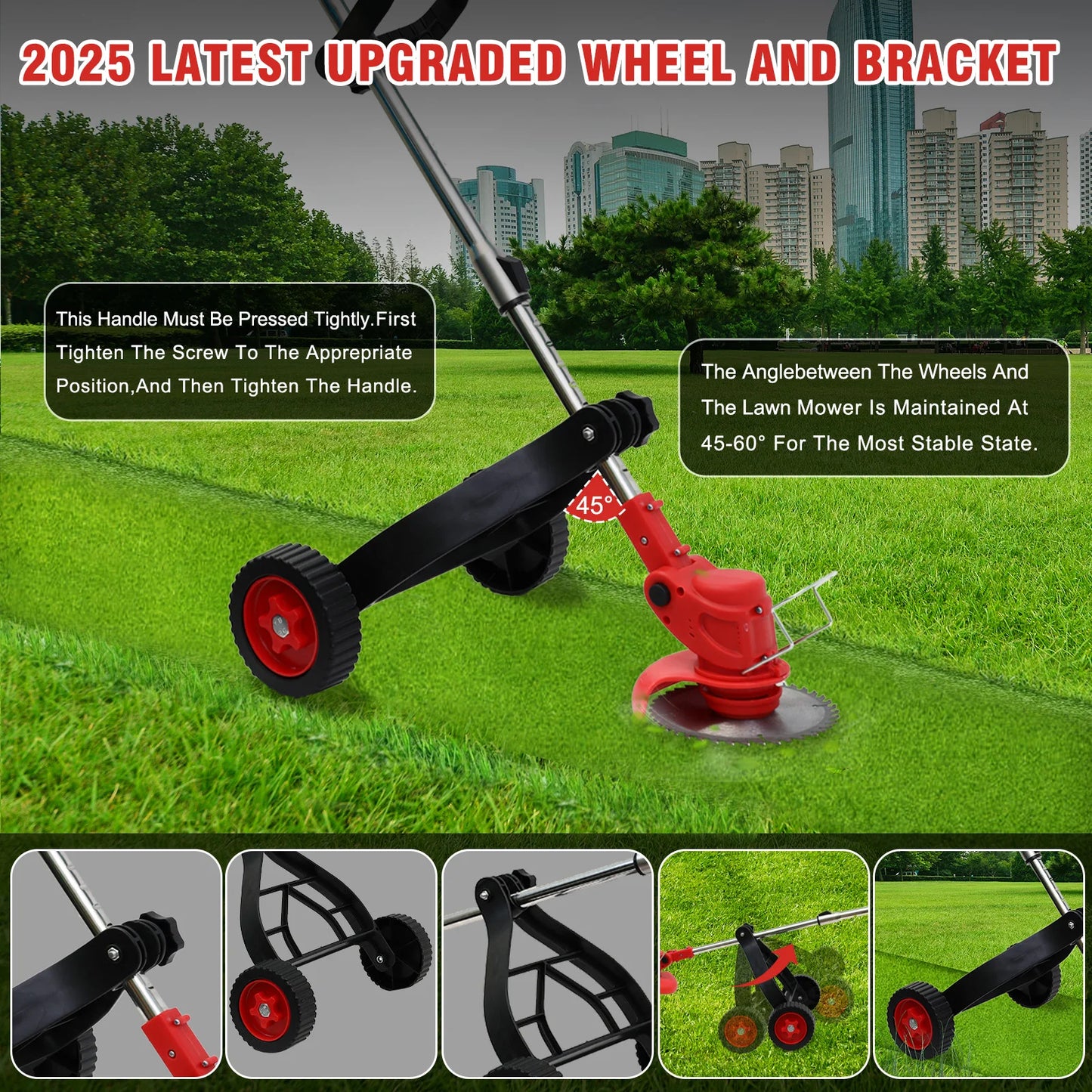 Cordless 21V Weed Wacker Edger 3-in-1 With Wheels
