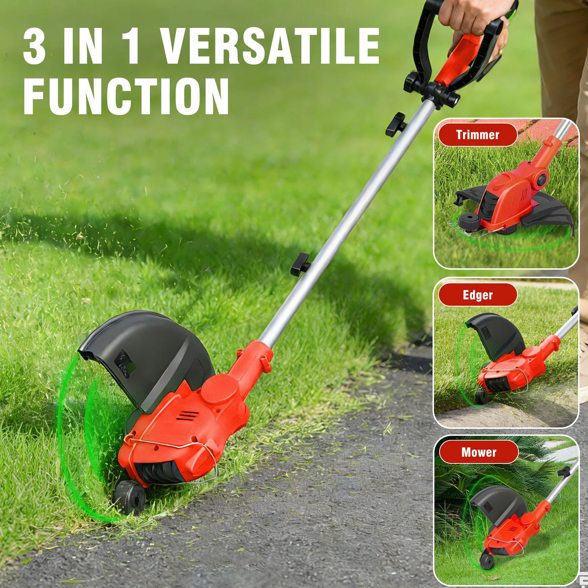 Cordless Trimmer With Rotatable Head Auto Line Feed Batteries and Charger - Parry's Picks