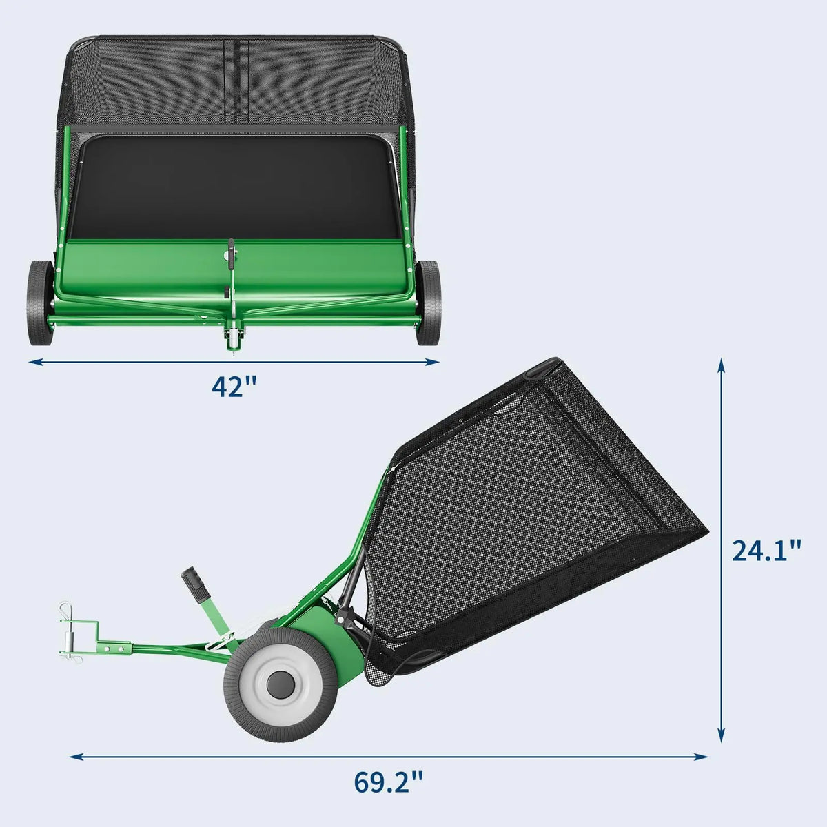 HiMISS Heavy Duty Tow Behind Lawn Sweeper and Leaf Collector - Parry's Picks