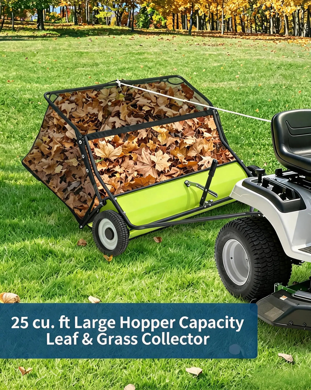HiMISS Heavy Duty Tow Behind Lawn Sweeper and Leaf Collector - Parry's Picks