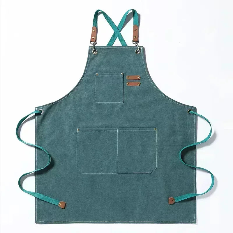 Hebei Canvas Kitchen Apron For Chefs And Restaurant Staff With Cross Back Design