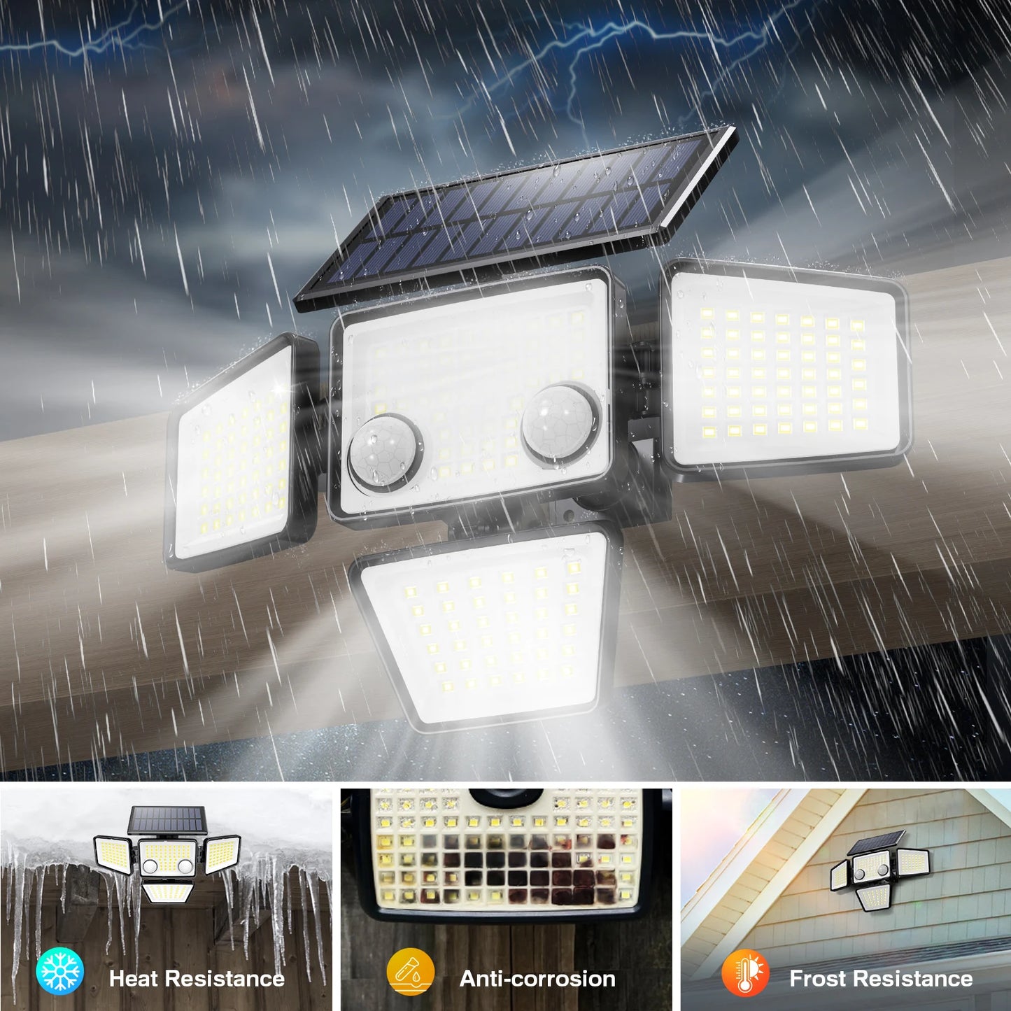 SZRSTH Solar Outdoor Lights 3000LM LED Motion Sensor Flood Lights
