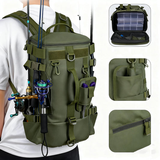 Multifunctional Fishing Backpack Tackle Bag With Rod Holders Waterproof Nylon - Parry's Picks